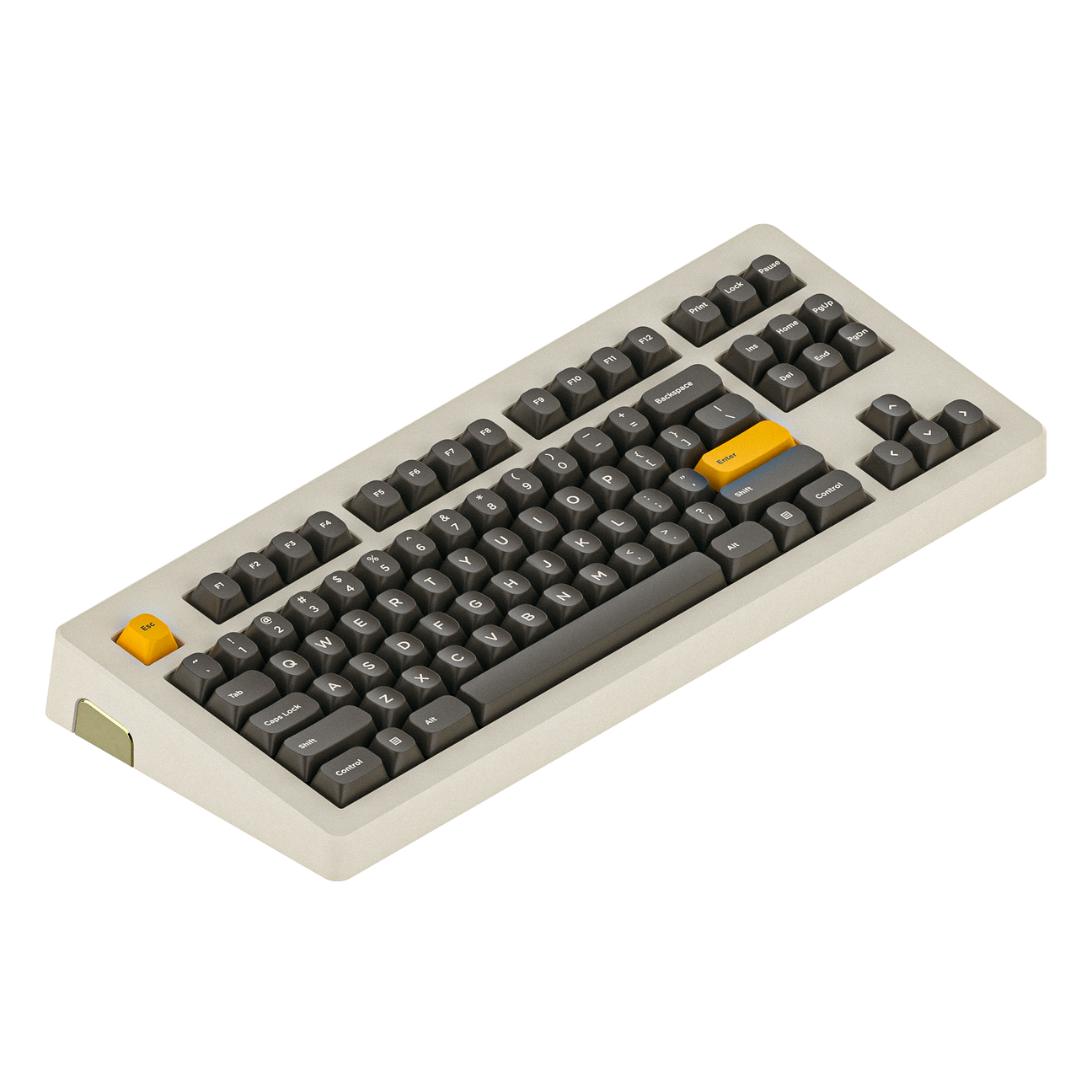 Official RAMA WORKS U80-A SEQ2 TKL keyboard in SOYA cream finish from a front three-quarter angle